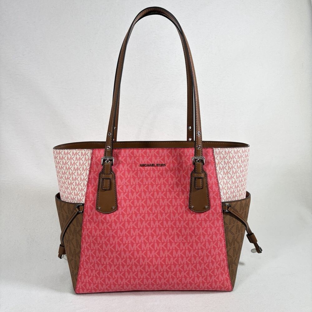 Michael Kors Voyager Tote Pink Rosewood MK Logo Double Handle NWT Multi Pocket